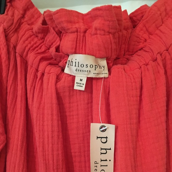 NEW Red/Orangish Off the shoulder Dress - Picture 3 of 4